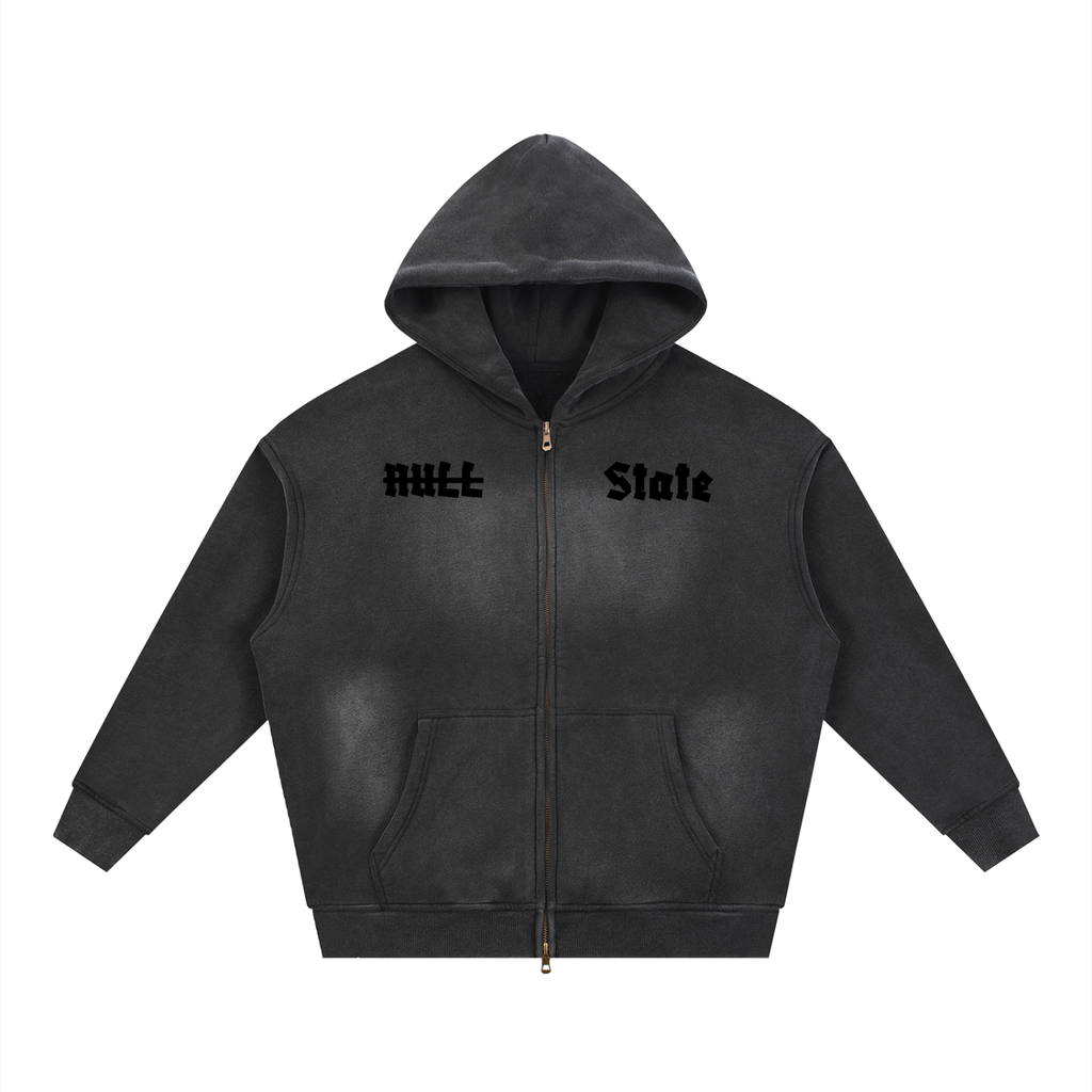Sunfade Two-way Zipper Boxy Fleece Hoodie